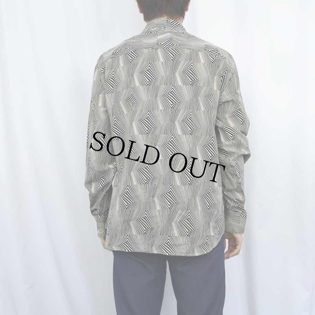 画像3: ARMANI EXCHANGE ジオメトリック柄 コットンシャツ M (3)