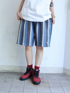 画像1: STUSSY ストライプ柄 コットンショーツ L (1)