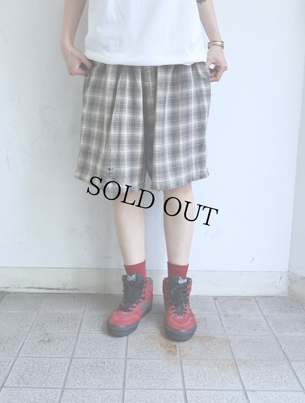 画像3: 80's STUSSY USA製 チェック柄 コットンショーツ L (3)