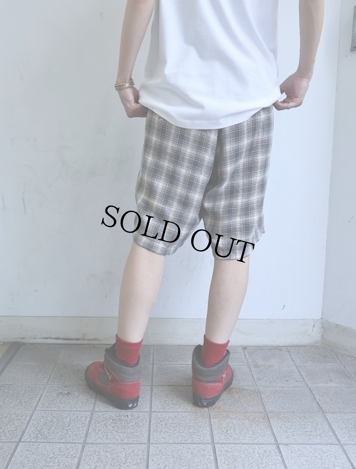 画像4: 80's STUSSY USA製 チェック柄 コットンショーツ L (4)