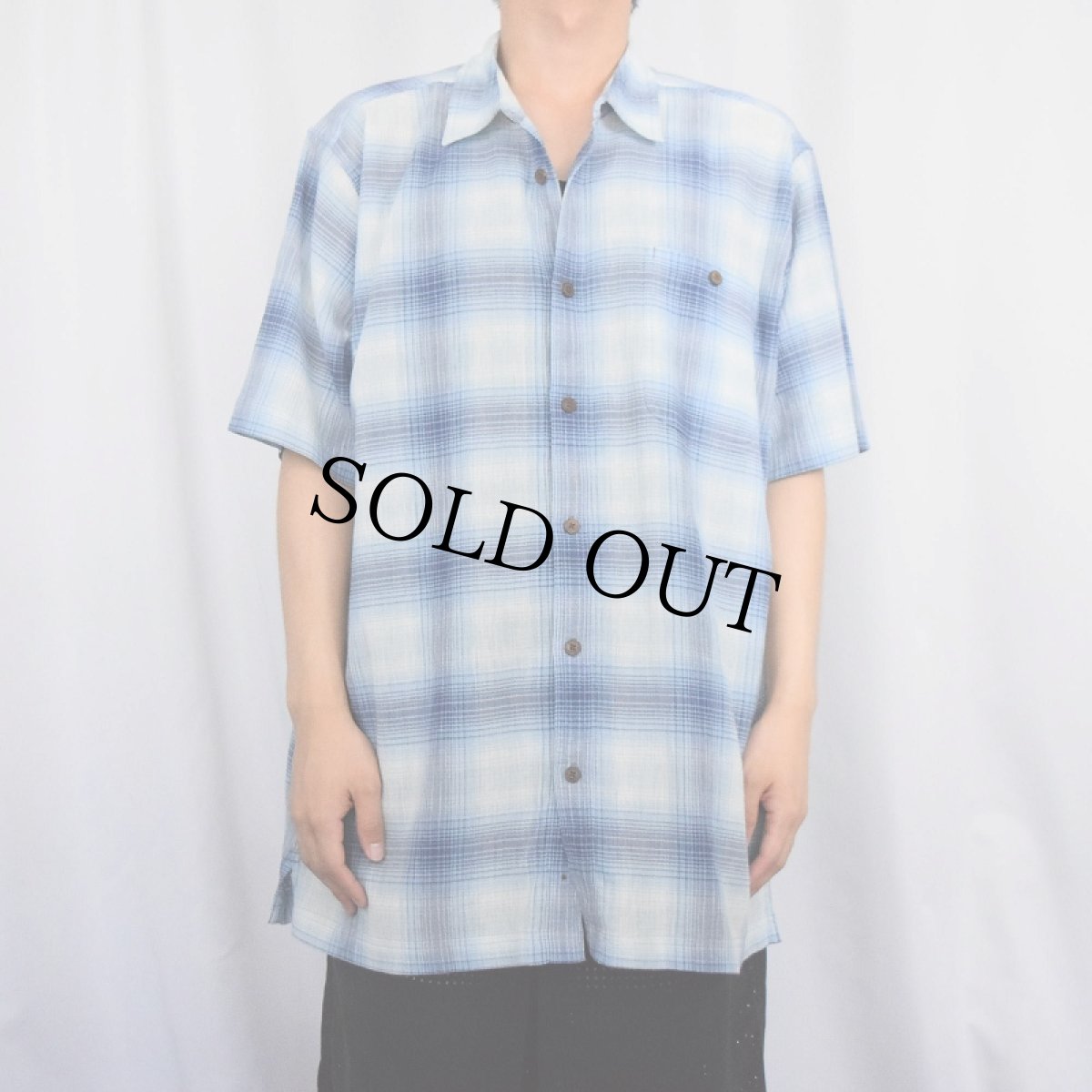 画像2: 2018SS Patagonia ORGANIC COTTON オンブレーチェック柄 ちりめんシャツ XL (2)