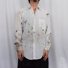 画像2: 80's VAN HEUSEN ペンキペイント コットンポリシャツ 15 1/2-34/35 (2)