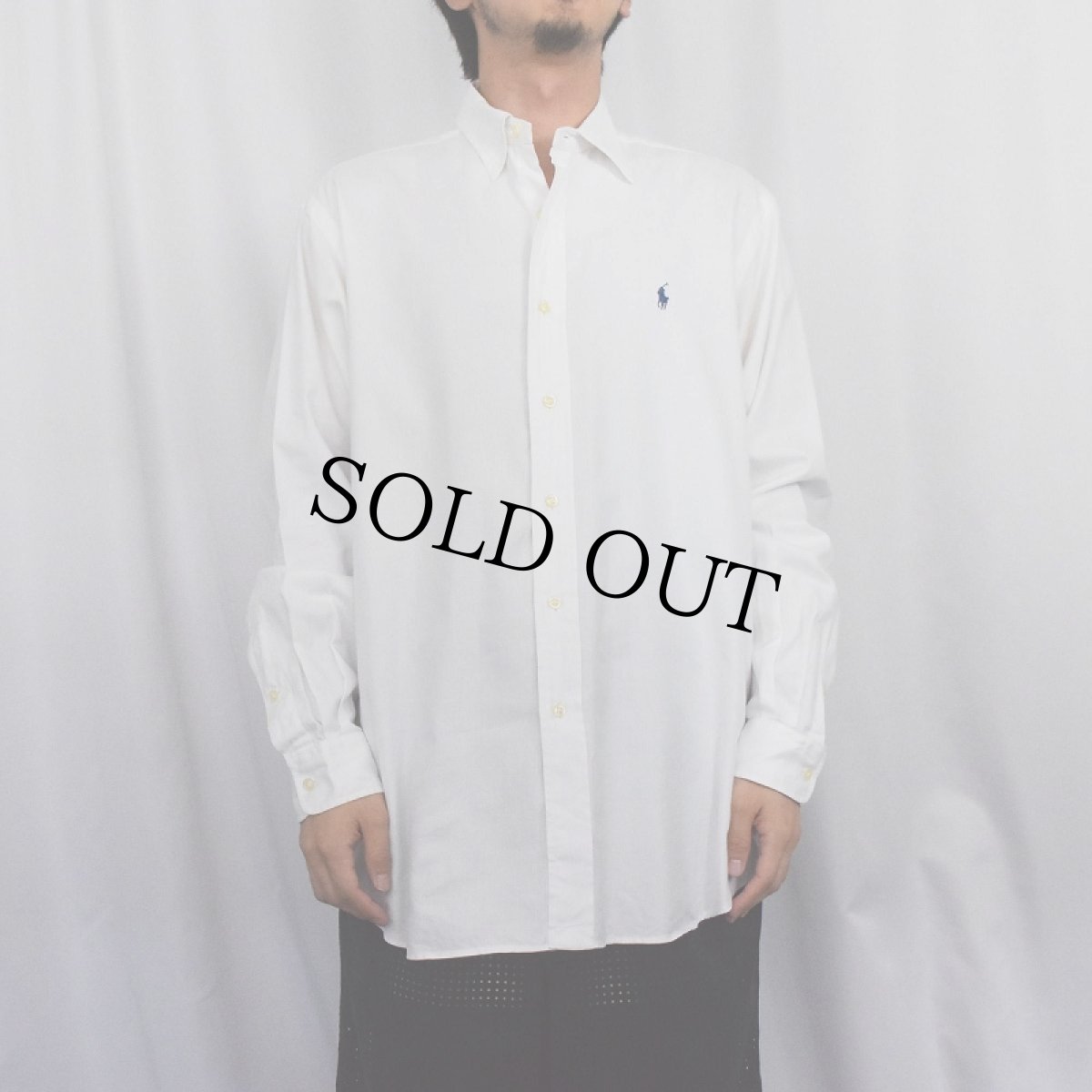 画像2: POLO Ralph Lauren "LOWELL SPORT" ヘリンボーン織り コットンシャツ M (2)