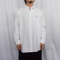 画像2: POLO Ralph Lauren "LOWELL SPORT" ヘリンボーン織り コットンシャツ M (2)