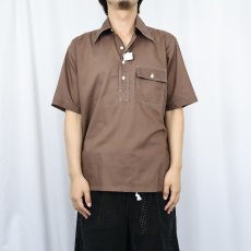画像2: 70's Le Chevron ポリコットン プルオーバーシャツ M (2)