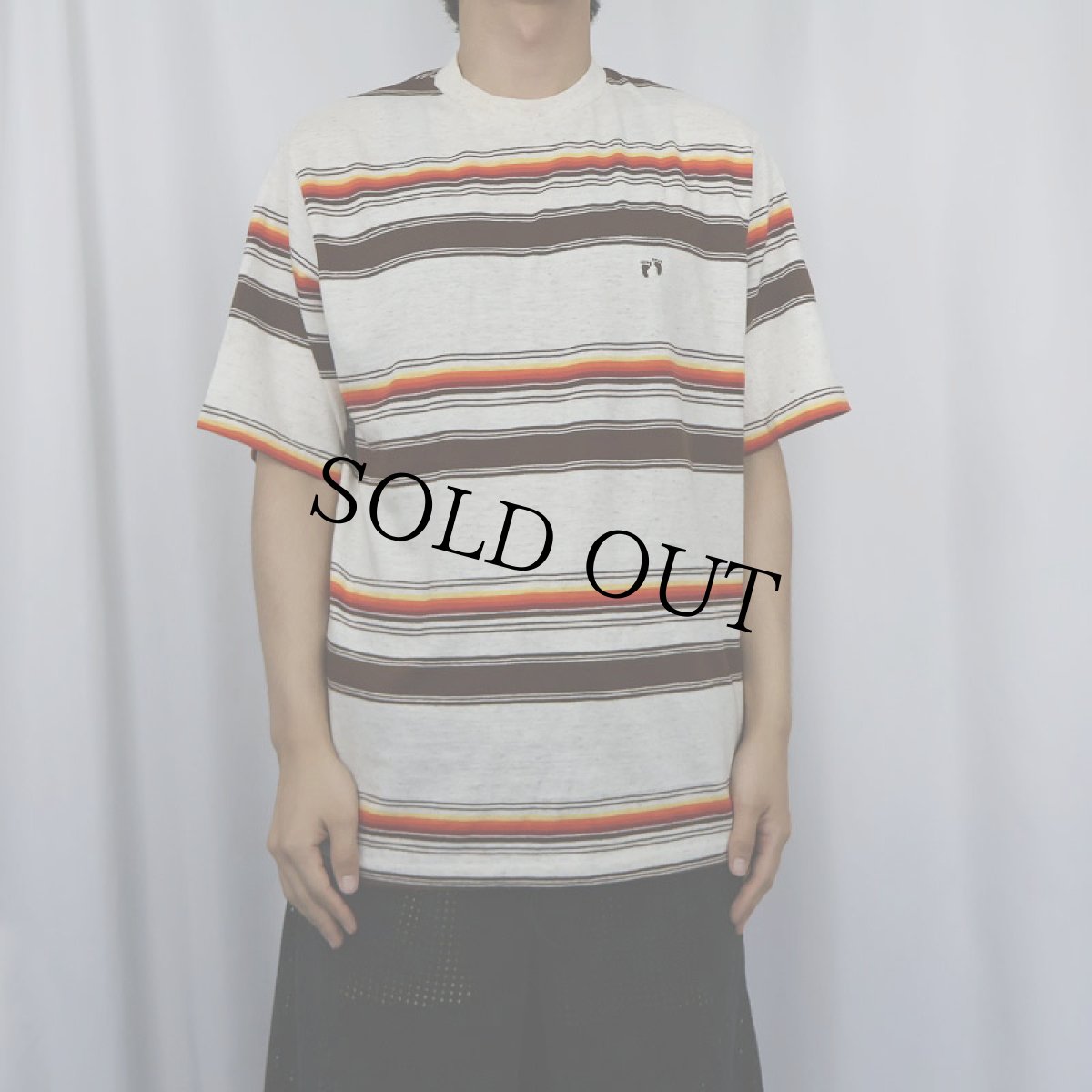 画像2: 80's HANG TEN マルチボーダー柄 Tシャツ XL (2)