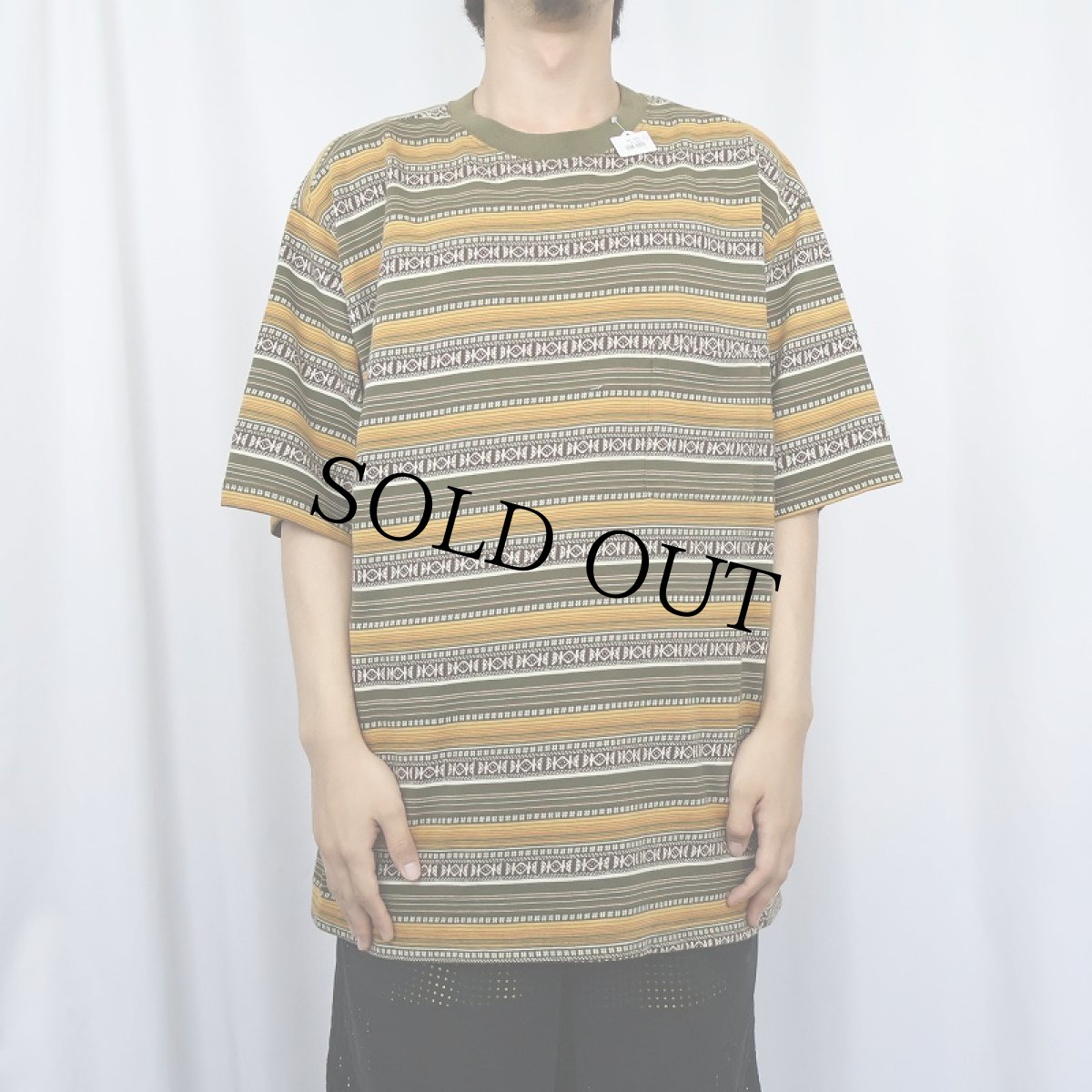 画像2: 90's GOTCHA ボーダー柄 ジャガード織りTシャツ (2)