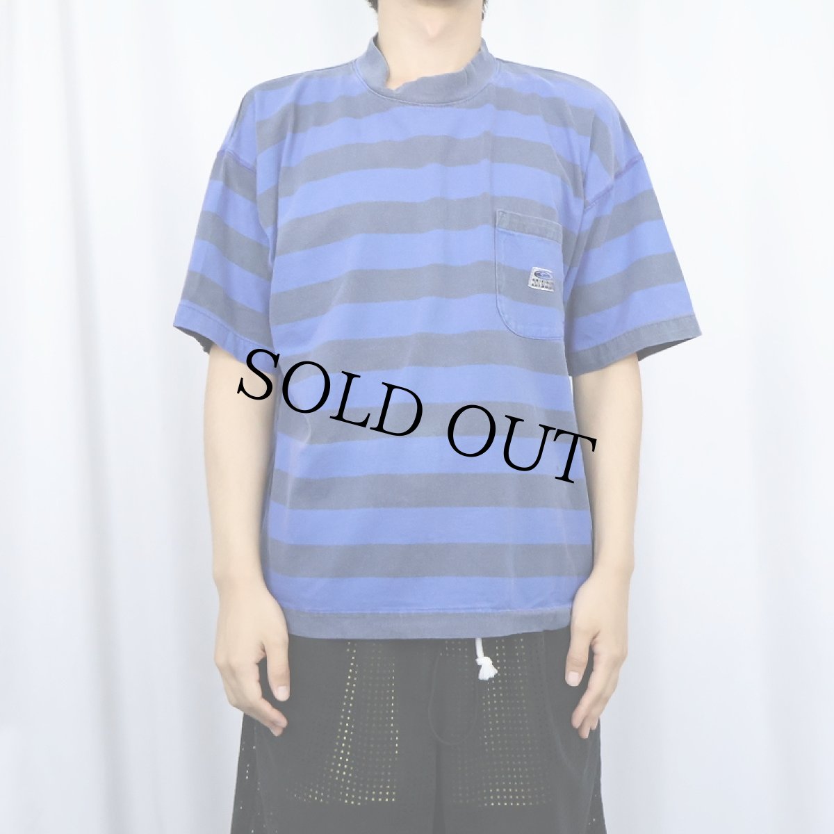 画像2: 90's Quiksilver ボーダー柄 ポケットTシャツ S (2)