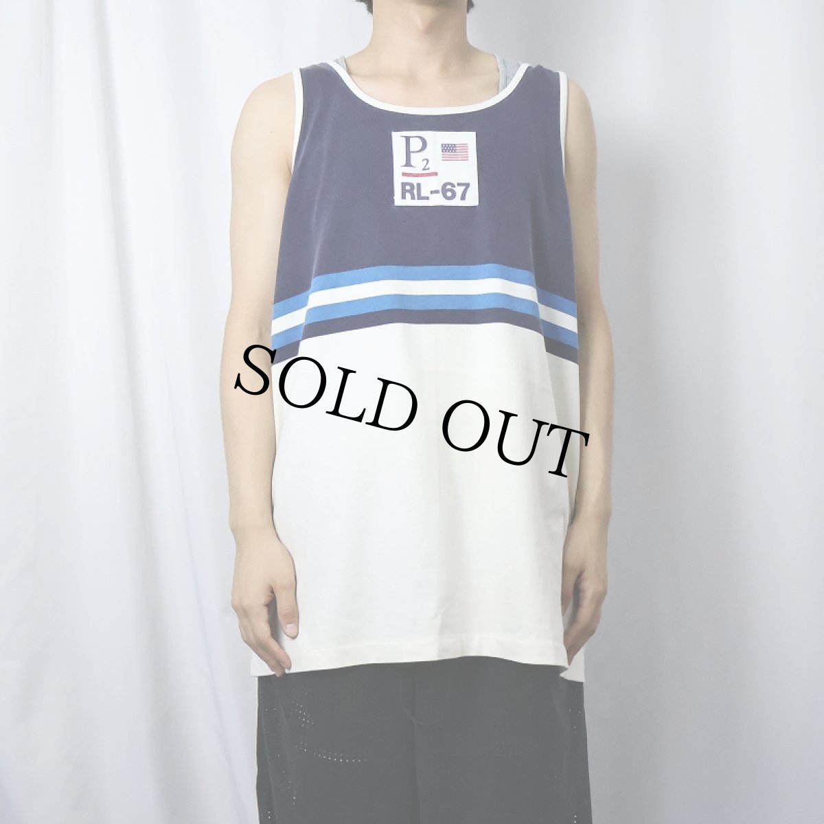 画像3: POLO Ralph Lauren "P2 RL-67" ボーダー柄 タンクトップ XL (3)