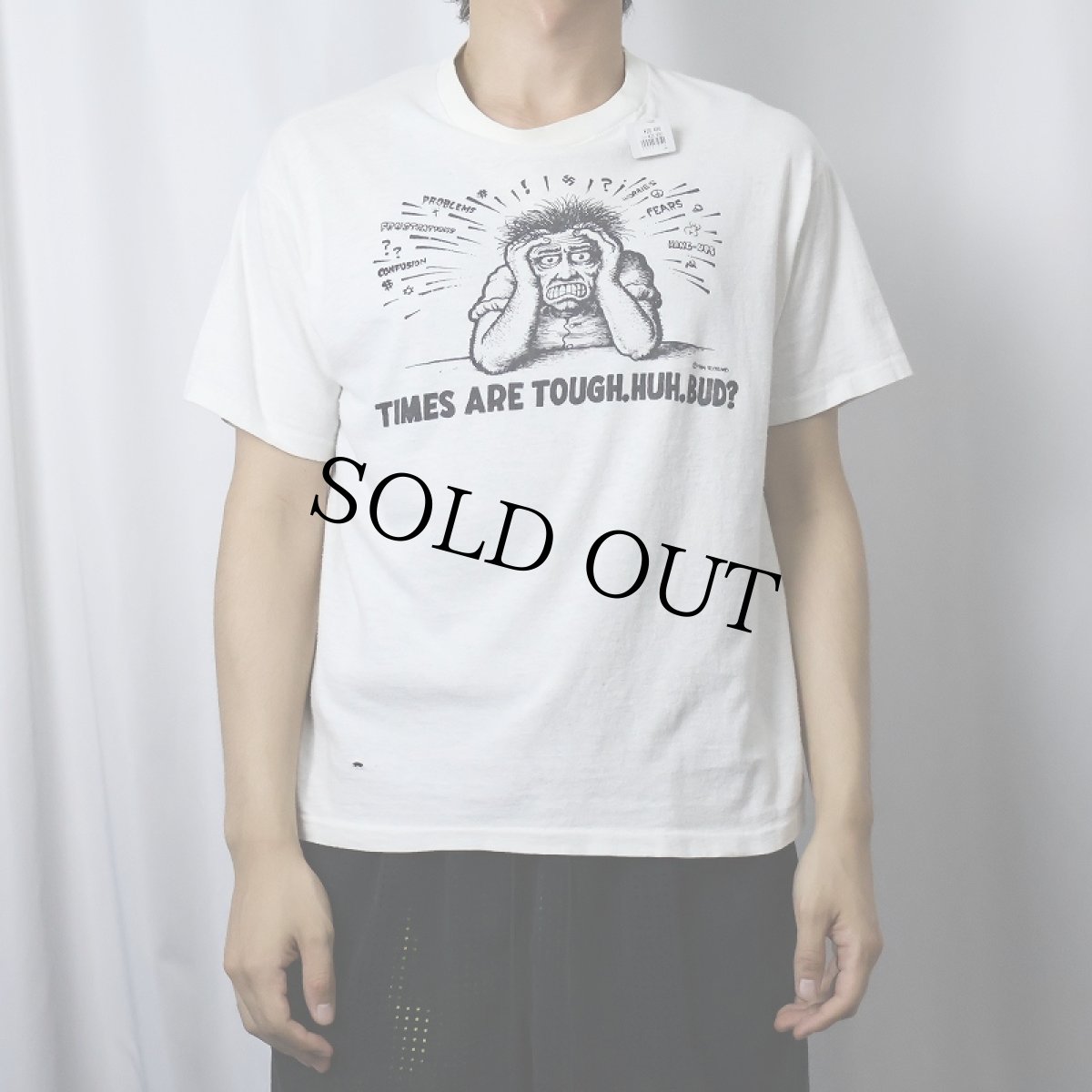 画像2: 80's Robert Crumb USA製 "TIMES ARE TOUGH, HUH, BUD?" イラストレーター プリントTシャツ L (2)