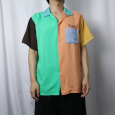 画像3: 50's NAT NAST KRAZY KWILT チェーン刺繍 クレイジーパターン レーヨンボーリングシャツ (3)