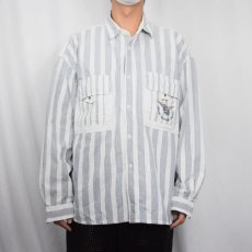 画像2: 90's BUGLE BOY ストライプ柄 コットンシャツ XL (2)