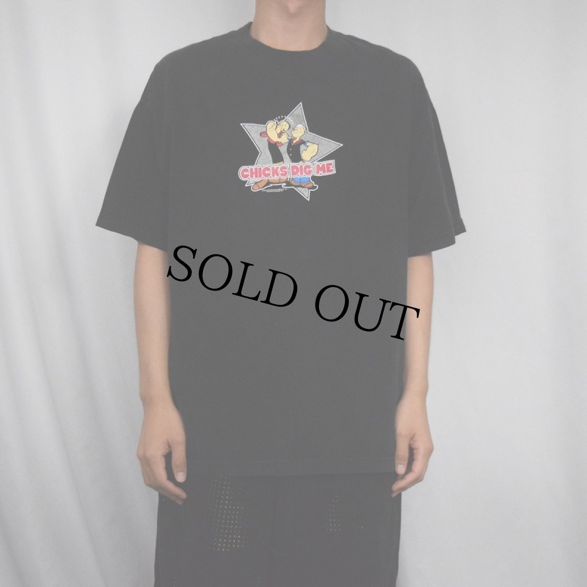 画像2: 2000's POPEYE キャラクタープリントTシャツ BLACK XL (2)