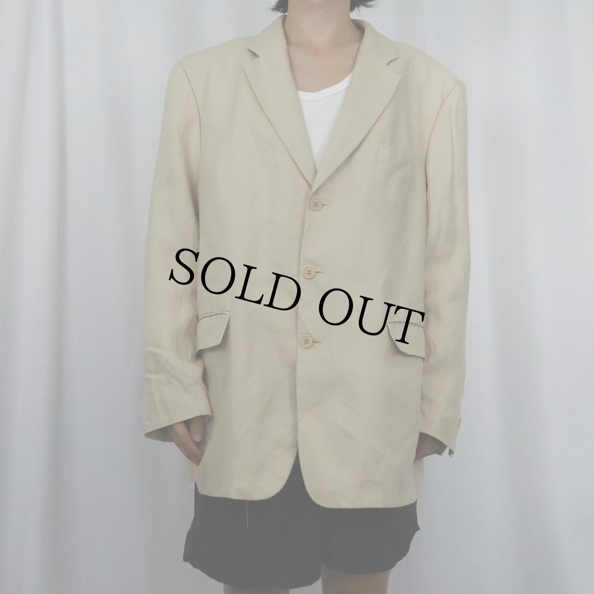 画像2: 90's〜 Yves Saint-Laurent リネン テーラードジャケット (2)