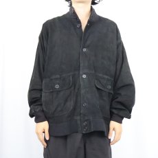 画像2: "A-1 TYPE" スエードレザージャケット BLACK size56 (2)