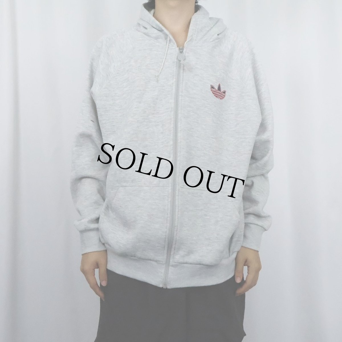 画像2: 80's adidas ロゴ刺繍 スウェットジップパーカー (2)