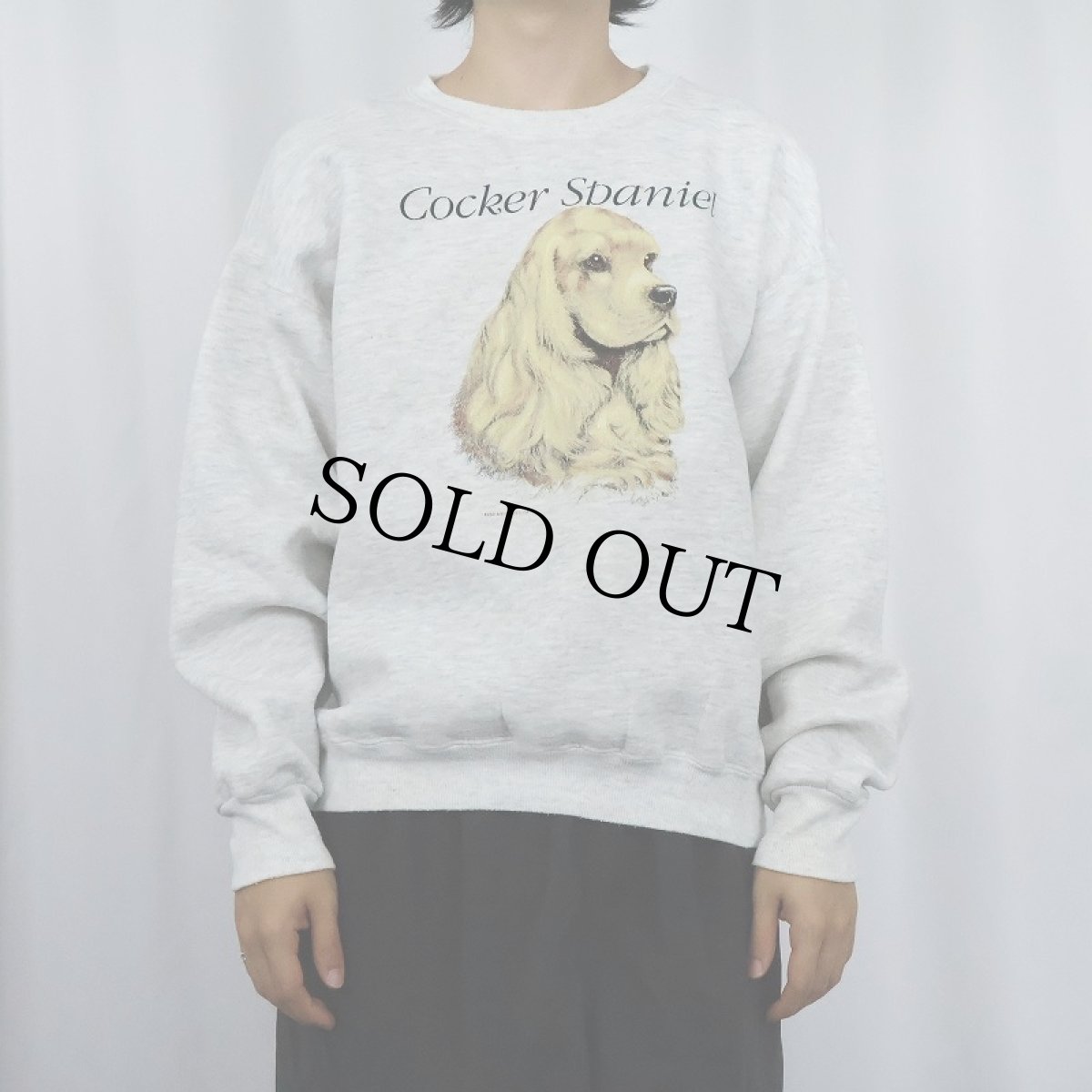 画像2: 90's USA製 "Cocker Spaniel" 犬プリントスウェット L (2)