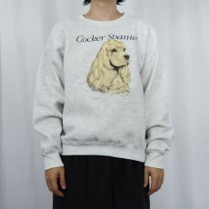 画像2: 90's USA製 "Cocker Spaniel" 犬プリントスウェット L (2)