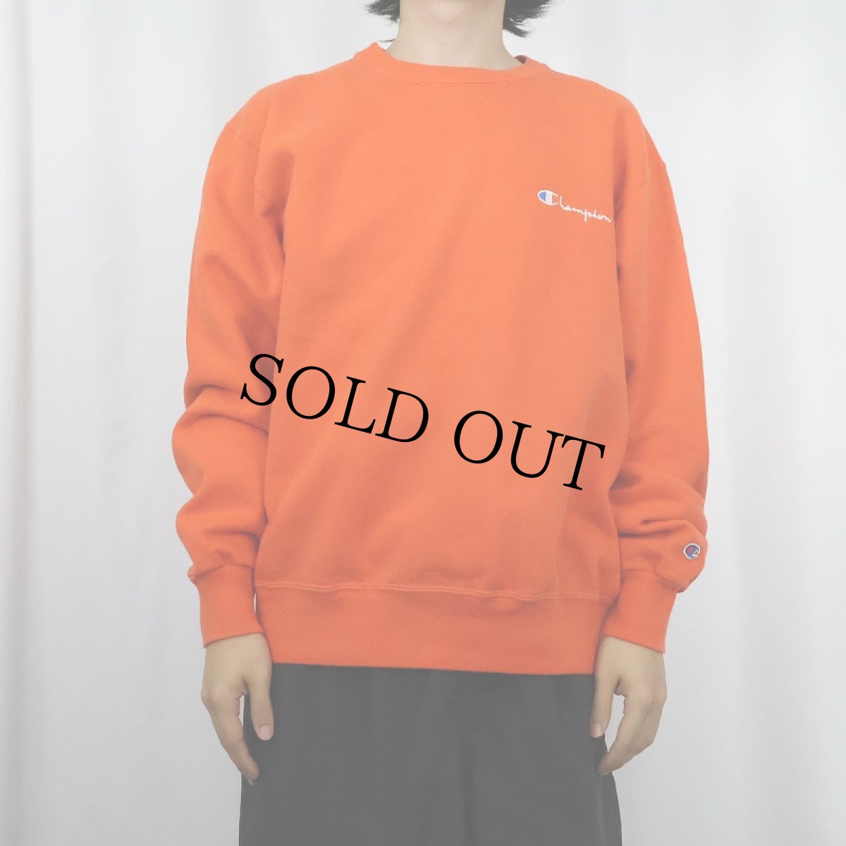 画像3: 80〜90's Champion USA製 青刺繍タグ 中期 前Vロゴ刺繍スウェット XL (3)