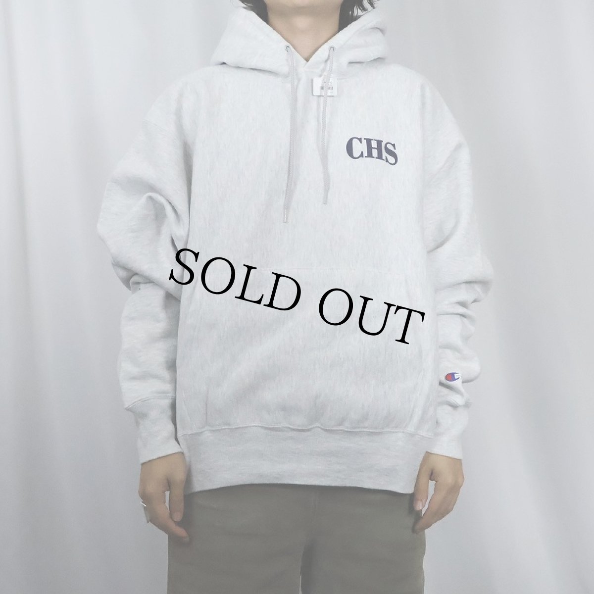 画像3: Champion PREMIUM REVERSE WEAVE "CHS" バックプリント スウェットフーディー L (3)