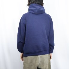画像3: 90's RUSSELL ATHLETIC USA製 無地スウェットフーディー NAVY L (3)