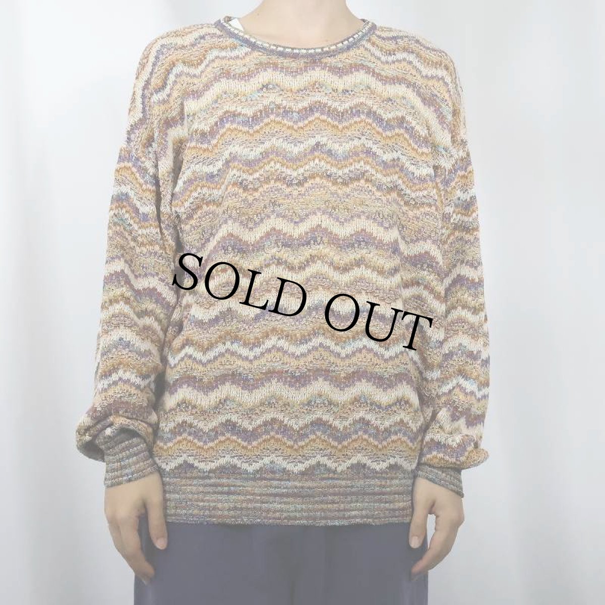 画像6: 80〜90's MONDO DI MARCO ITALY製 マルチボーダー柄 コットンリネン ニットセーター (6)