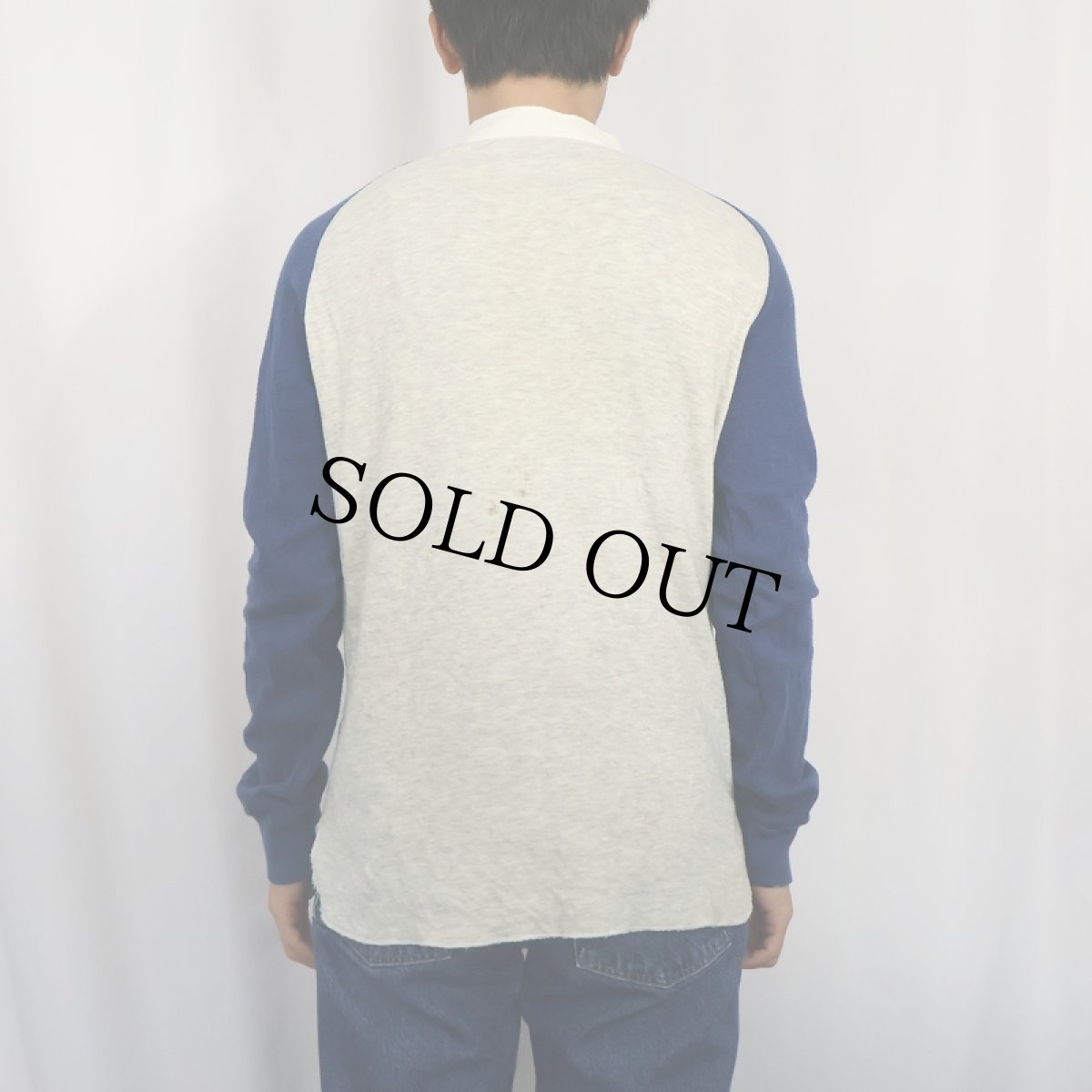 画像3: 80's duofold ヘンリーネック 2PLYラグランカットソー M (3)