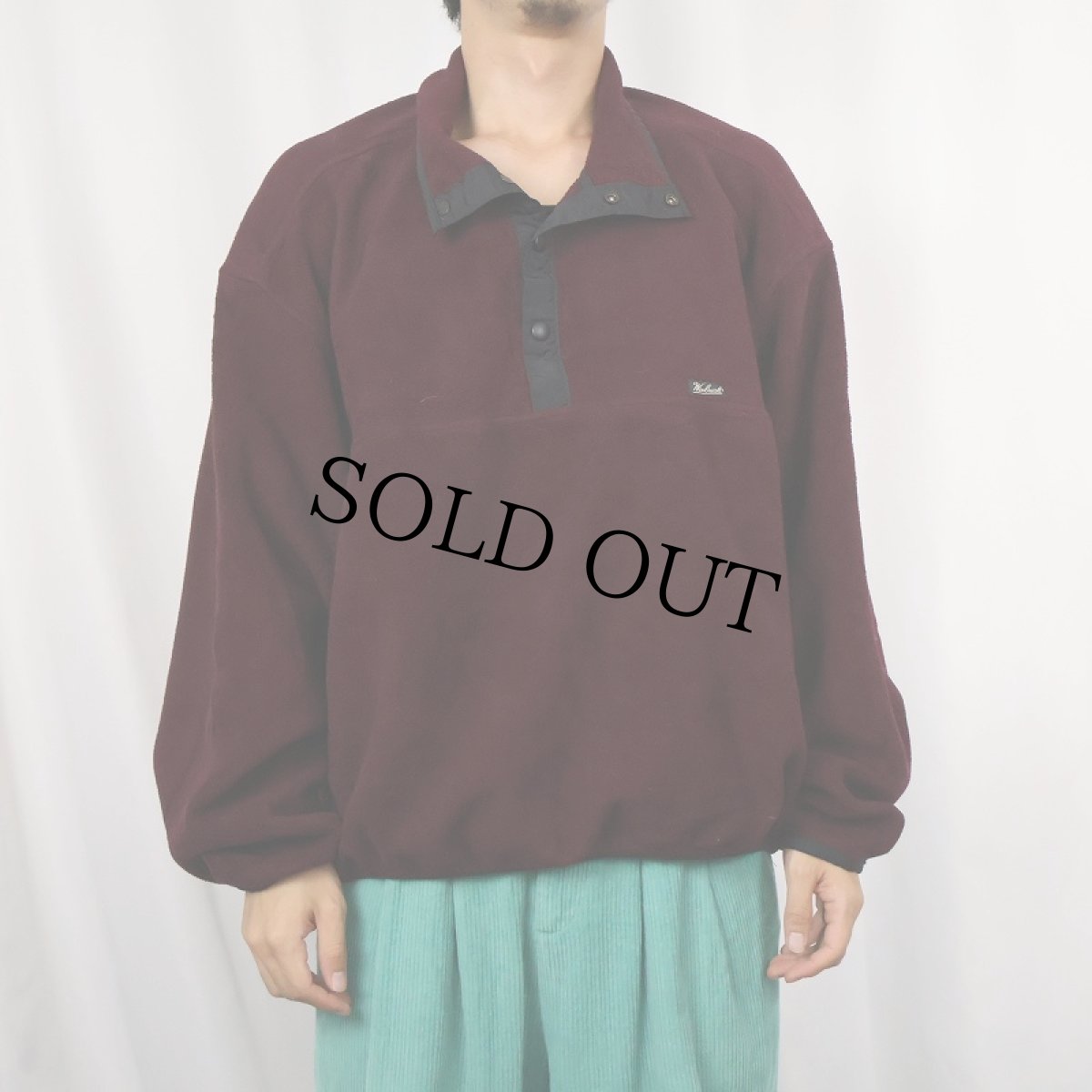 画像2: 90's Woolrich ハーフスナップ フリースジャケット XL (2)