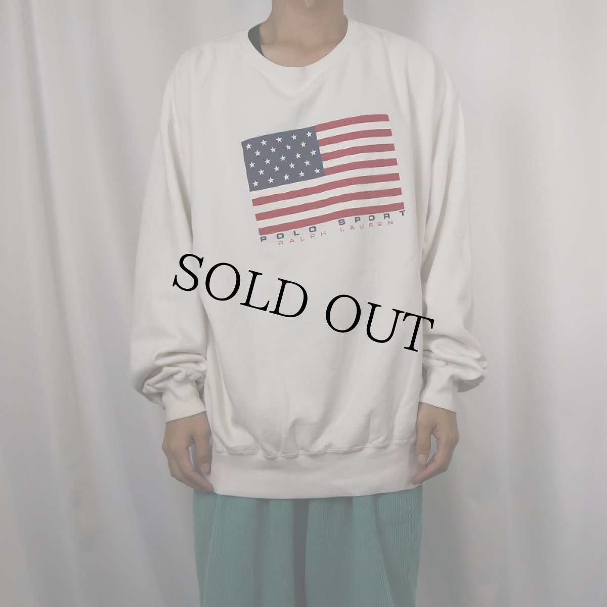 画像2: 90's Ralpha Lauren POLO SPORT 星条旗柄 プリントスウェット XL (2)