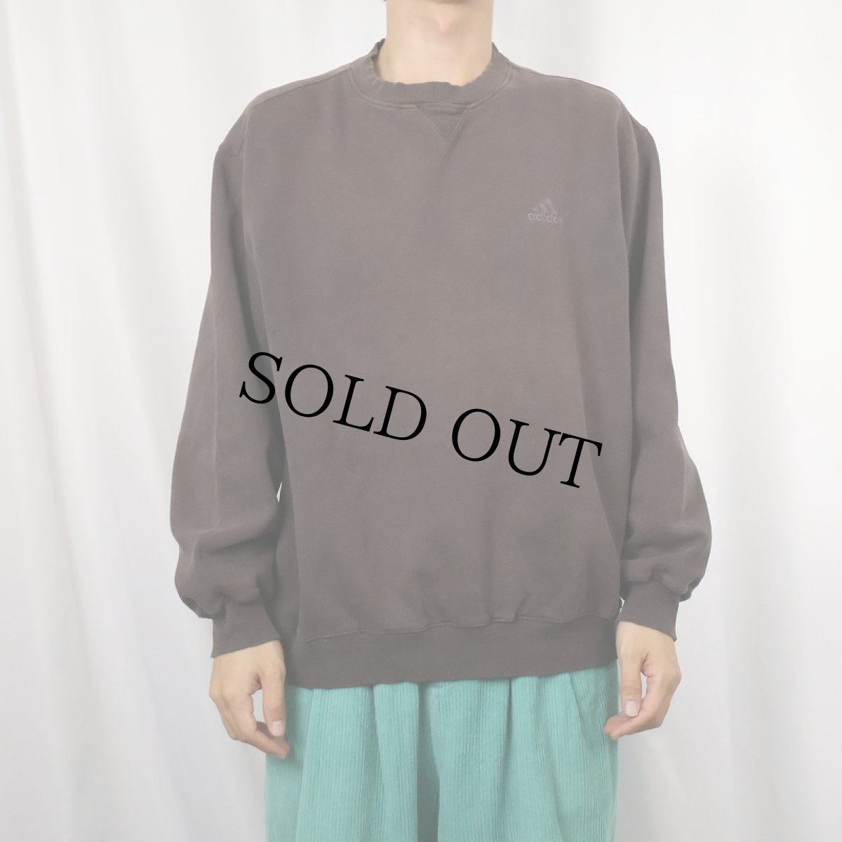 画像2: adidas ロゴ刺繍 前Vスウェット M (2)