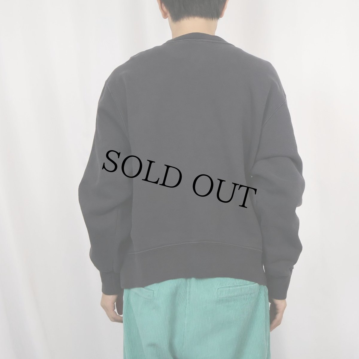 画像3: 80〜90's Champion USA製 青刺繍タグ中期 ロゴ刺繍 前Vスウェット BLACK L (3)