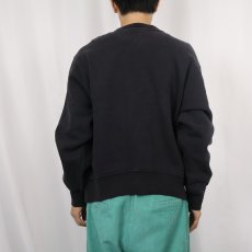 画像3: 80〜90's Champion USA製 青刺繍タグ中期 ロゴ刺繍 前Vスウェット BLACK L (3)