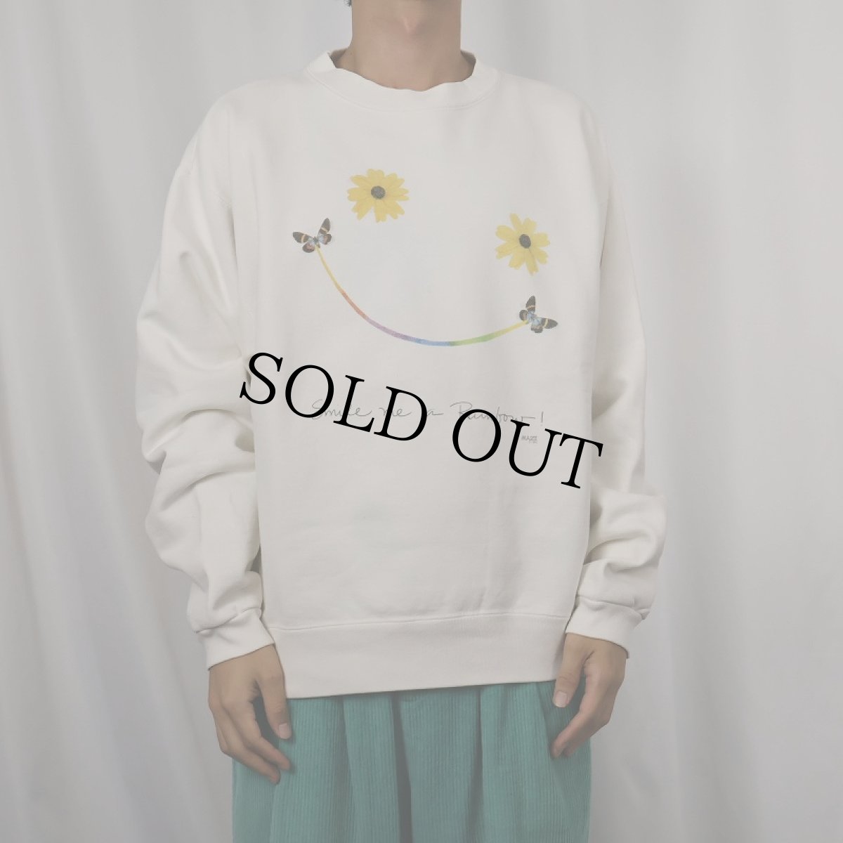 画像2: 90's MAZE USA製 "Smali me a Rainbow!" スマイルプリントスウェット L (2)