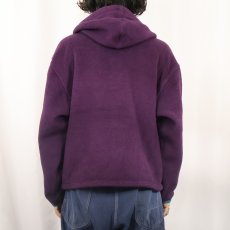画像3: 80's L.L.Bean USA製 筆記体ロゴ刺繍 ハーフスナップフリースフーディー (3)