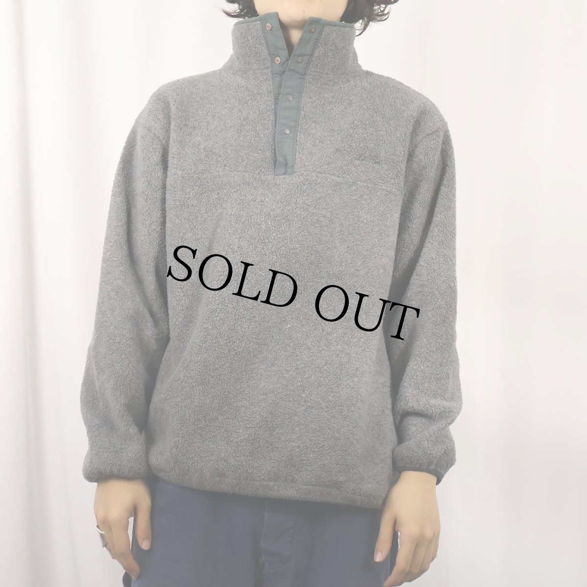 画像2: 80's L.L.Bean 筆記体ロゴ刺繍 ハーフスナップフリースジャケット (2)