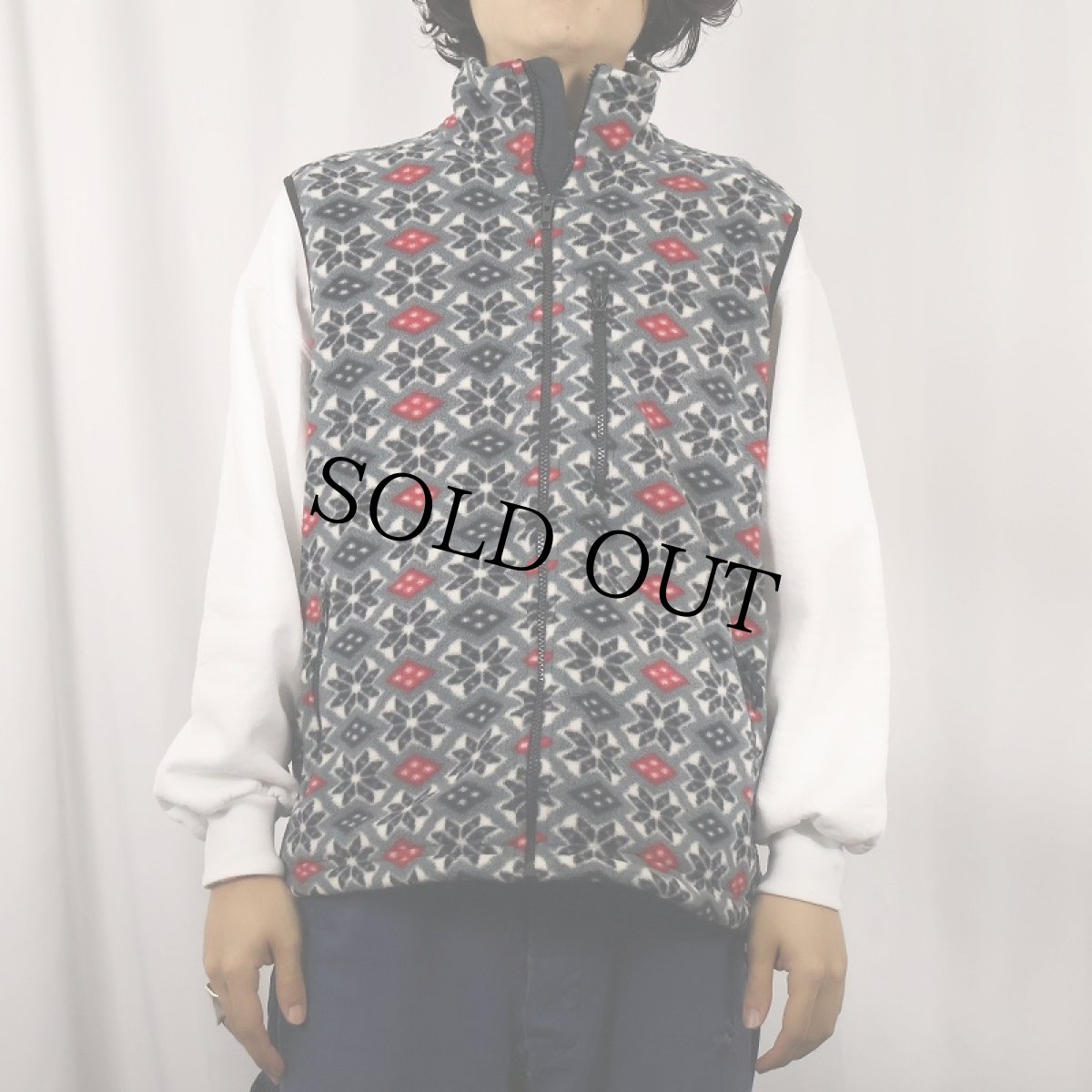 画像2: 80's L.L.Bean USA製 雪柄 フリースベスト M (2)