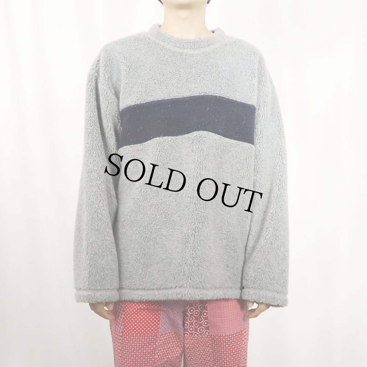 画像2: 90's crazy shirts USA製 ネップ混 ボアフリースプルオーバー M (2)