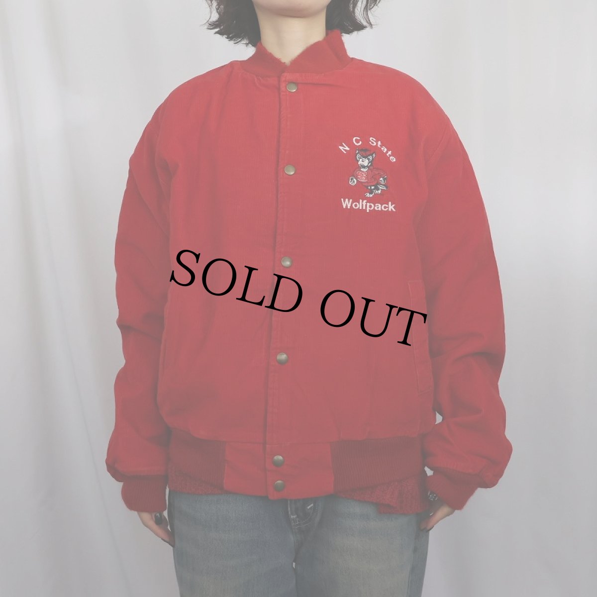 画像2: 80〜90's Chalk Line USA製 フットボールチームロゴ刺繍 コーデュロイスタジャン L (2)