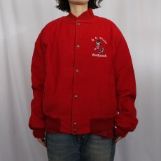 画像2: 80〜90's Chalk Line USA製 フットボールチームロゴ刺繍 コーデュロイスタジャン L (2)