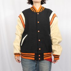 画像2: 80〜90's Reed レザー×メルトンウール スタジャン BLACK SIZE48 (2)