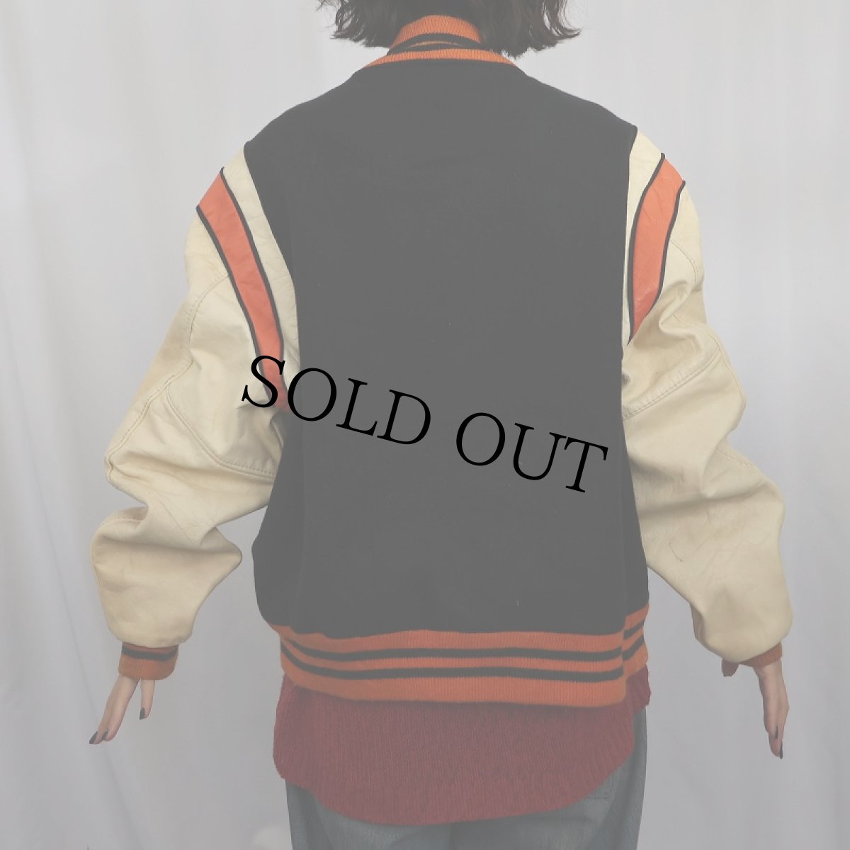 画像3: 80〜90's Reed レザー×メルトンウール スタジャン BLACK SIZE48 (3)