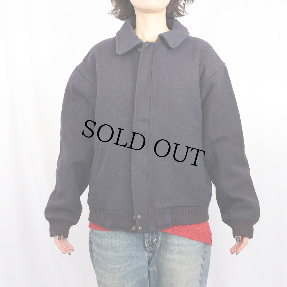 画像2: 80's Eddie Bauer CANADA製 エルボーパッチ付き メルトンウールジャケット NAVY (2)