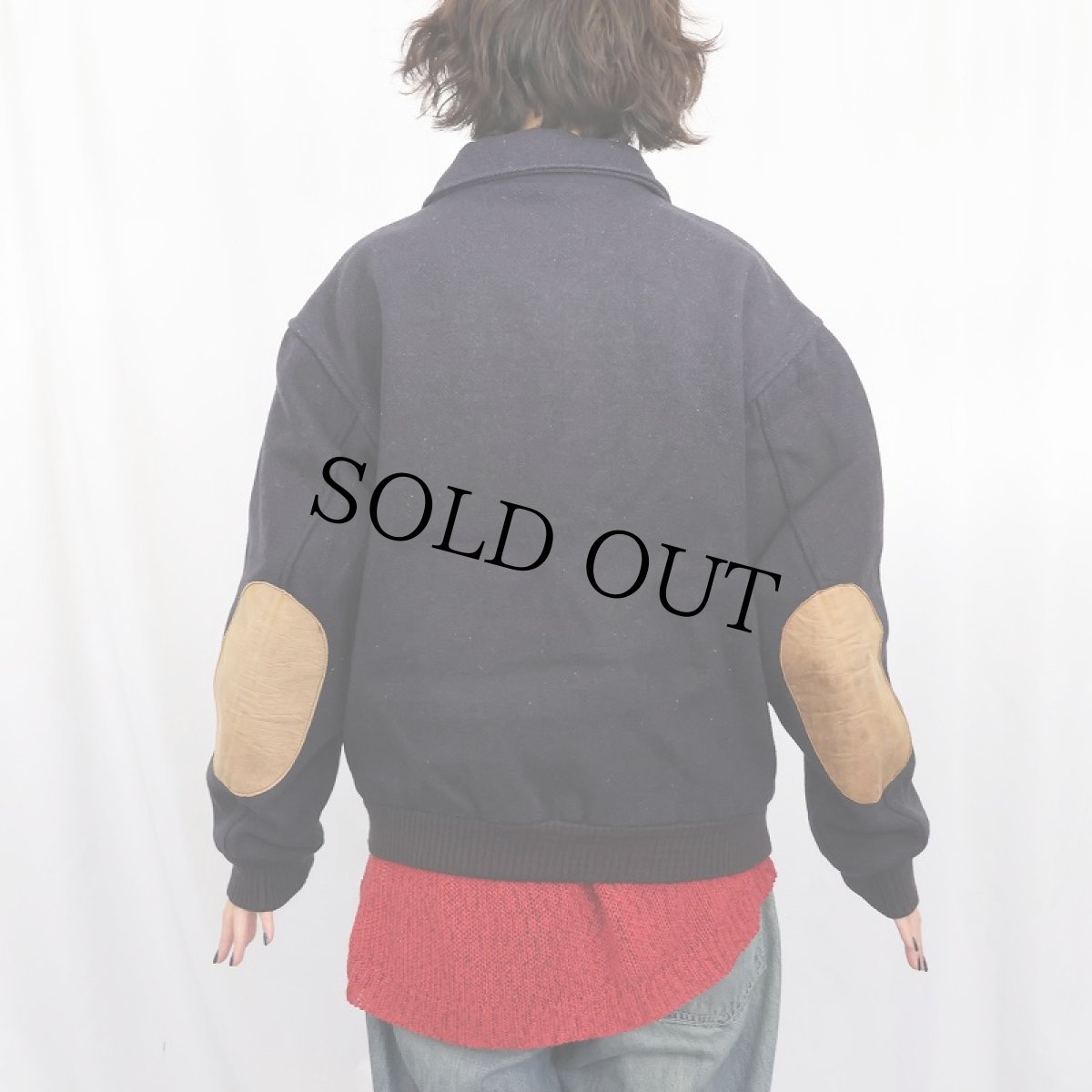 画像3: 80's Eddie Bauer CANADA製 エルボーパッチ付き メルトンウールジャケット NAVY (3)