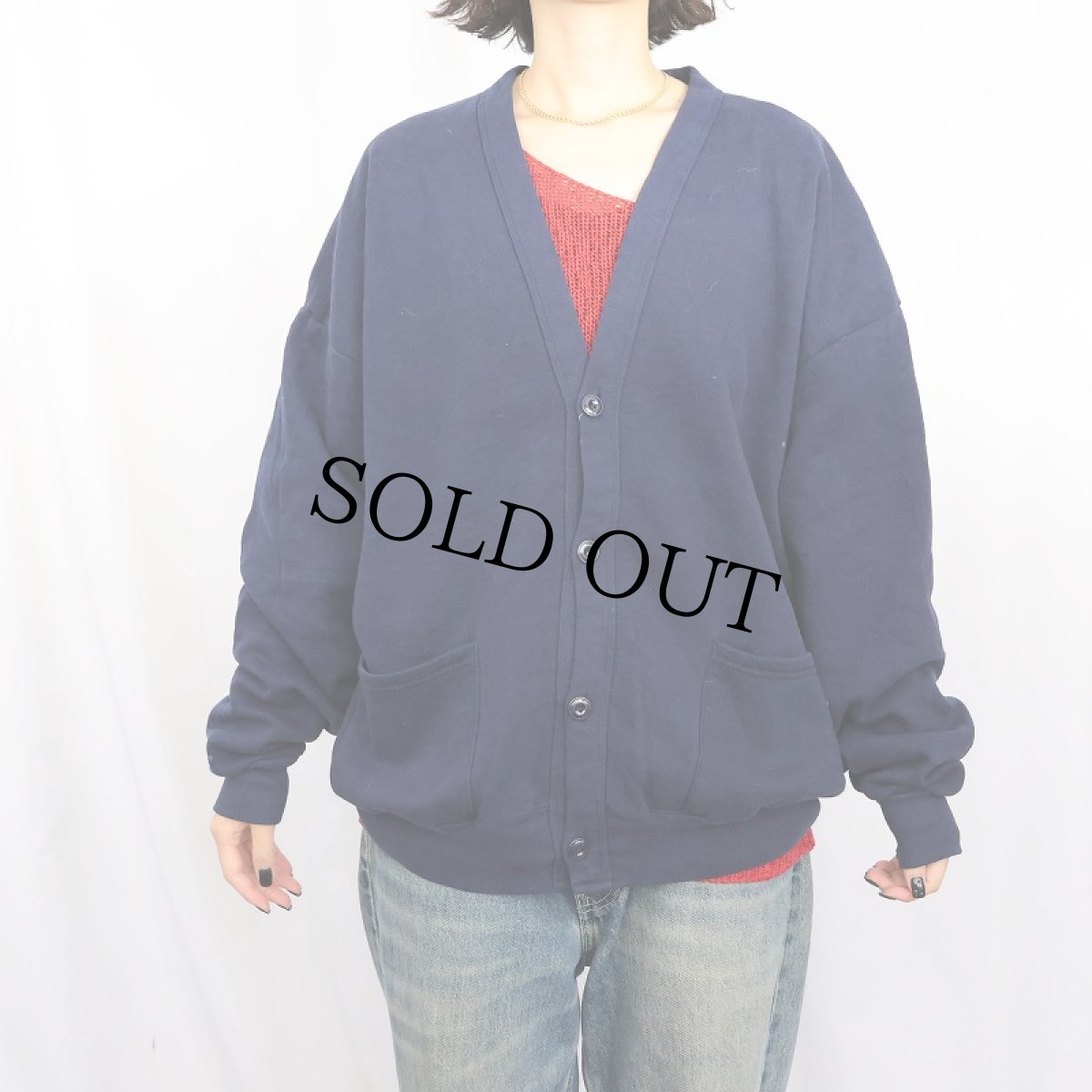 画像2: スウェットカーディガン NAVY (2)