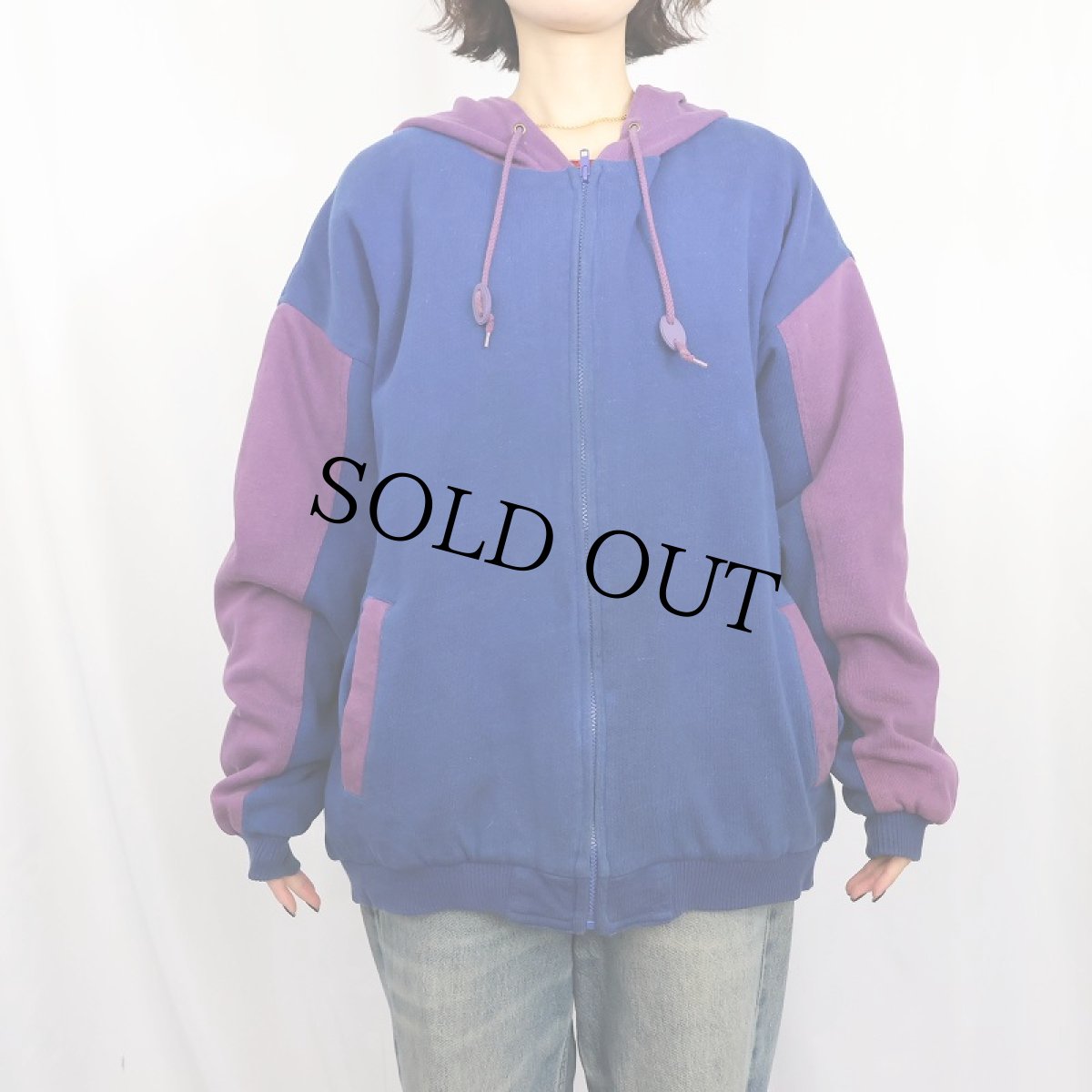 画像2: 90's Eddie Bauer 中綿入り 2トーンスウェットジップパーカー XL (2)