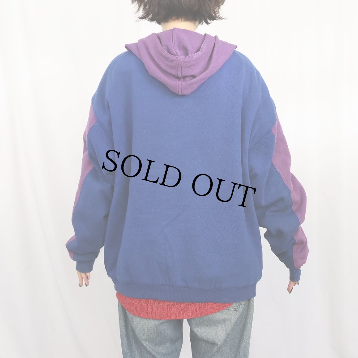 画像3: 90's Eddie Bauer 中綿入り 2トーンスウェットジップパーカー XL (3)