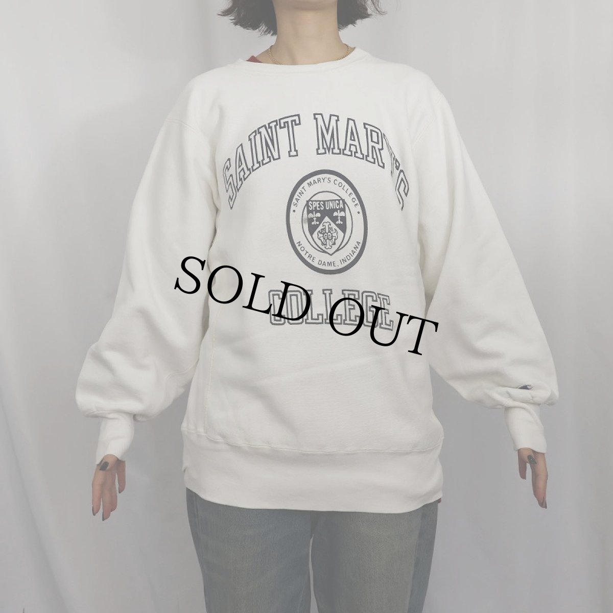画像2: 90's Champion REVERSE WEAVE USA製 "SAINT MARY'S COLLEGE" プリントスウェット L (2)