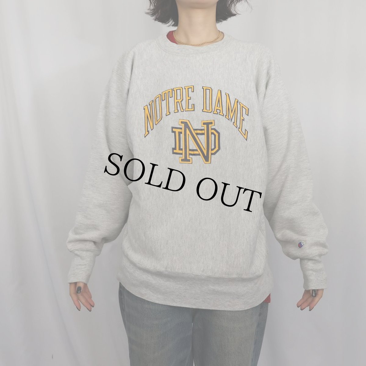 画像2: 80's Champion REVERSE WEAVE USA製 トリコタグ  "NORTRE DAME" プリントスウェット L (2)