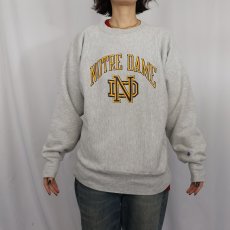 画像2: 80's Champion REVERSE WEAVE USA製 トリコタグ  "NORTRE DAME" プリントスウェット L (2)