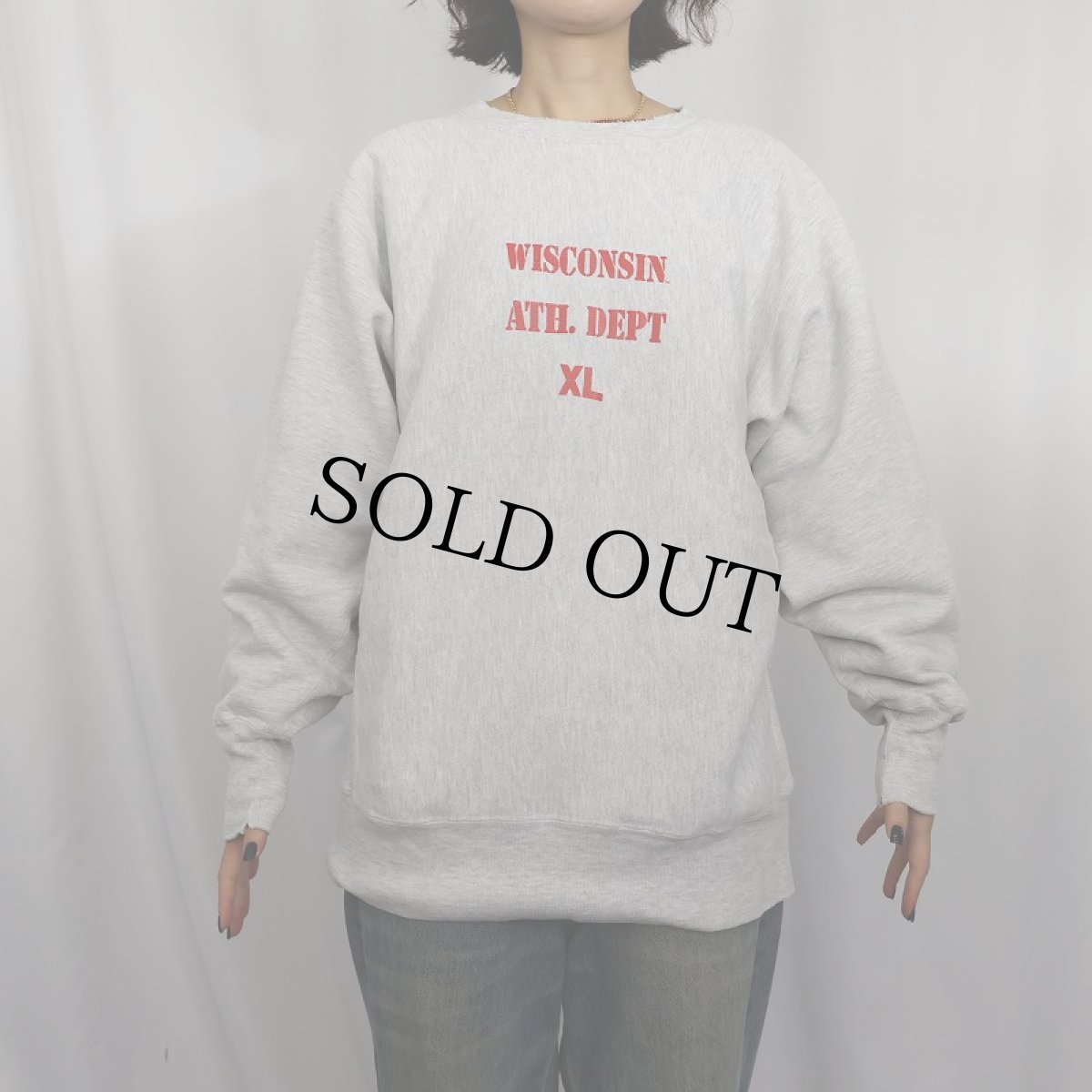 画像2: 90's Champion REVERSE WEAVE USA製 "WISCONSIN" プリントスウェット XL (2)